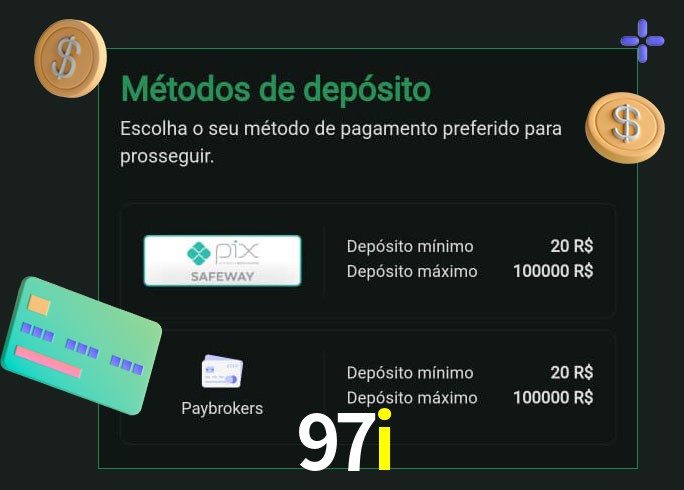 O cassino 97i oferece uma grande variedade de métodos de pagamento